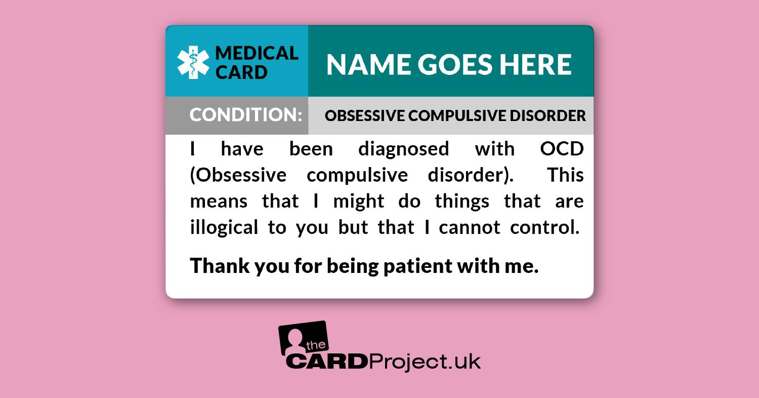 OCD (Obsessive compulsive disorder) Awareness Medical ID Alert Card 